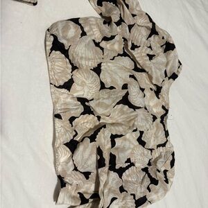 Beige and Black Shell Print Top